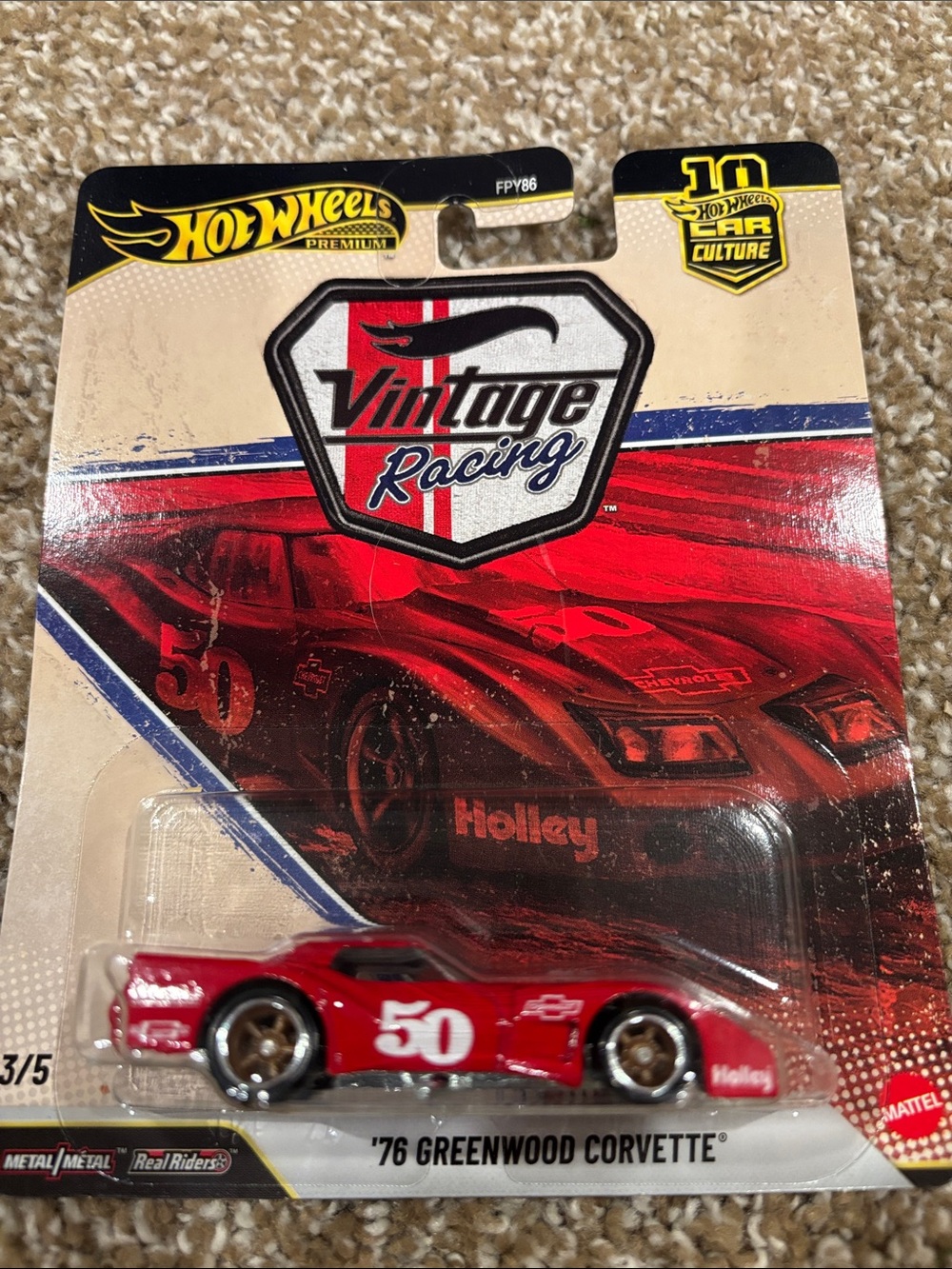 2026 Hot Wheels Premium Vintage Racing 1976 Greenwood Corvette in Red and White